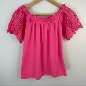 Lilly Pulitzer size XS Fayetteville Off Shiulder Top Raz Berry